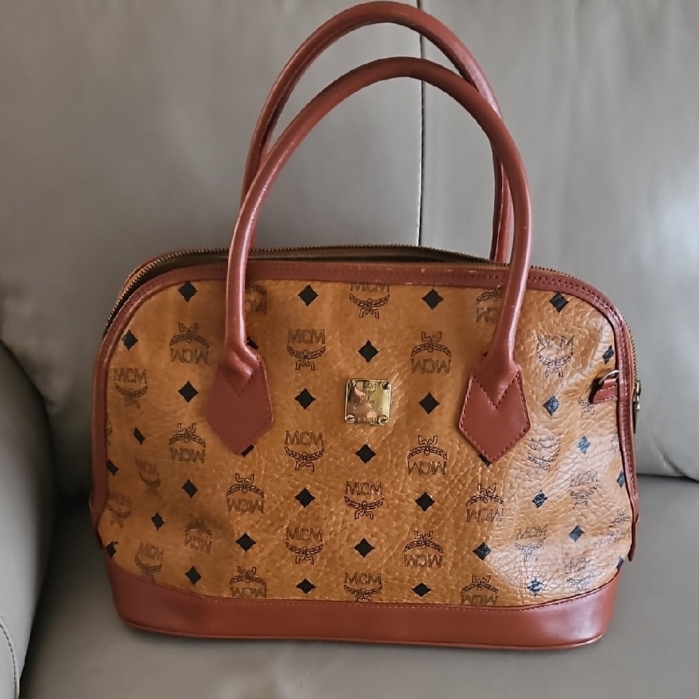 MCM Cognac Visetos Satchel Great Condition 16x10 Like New